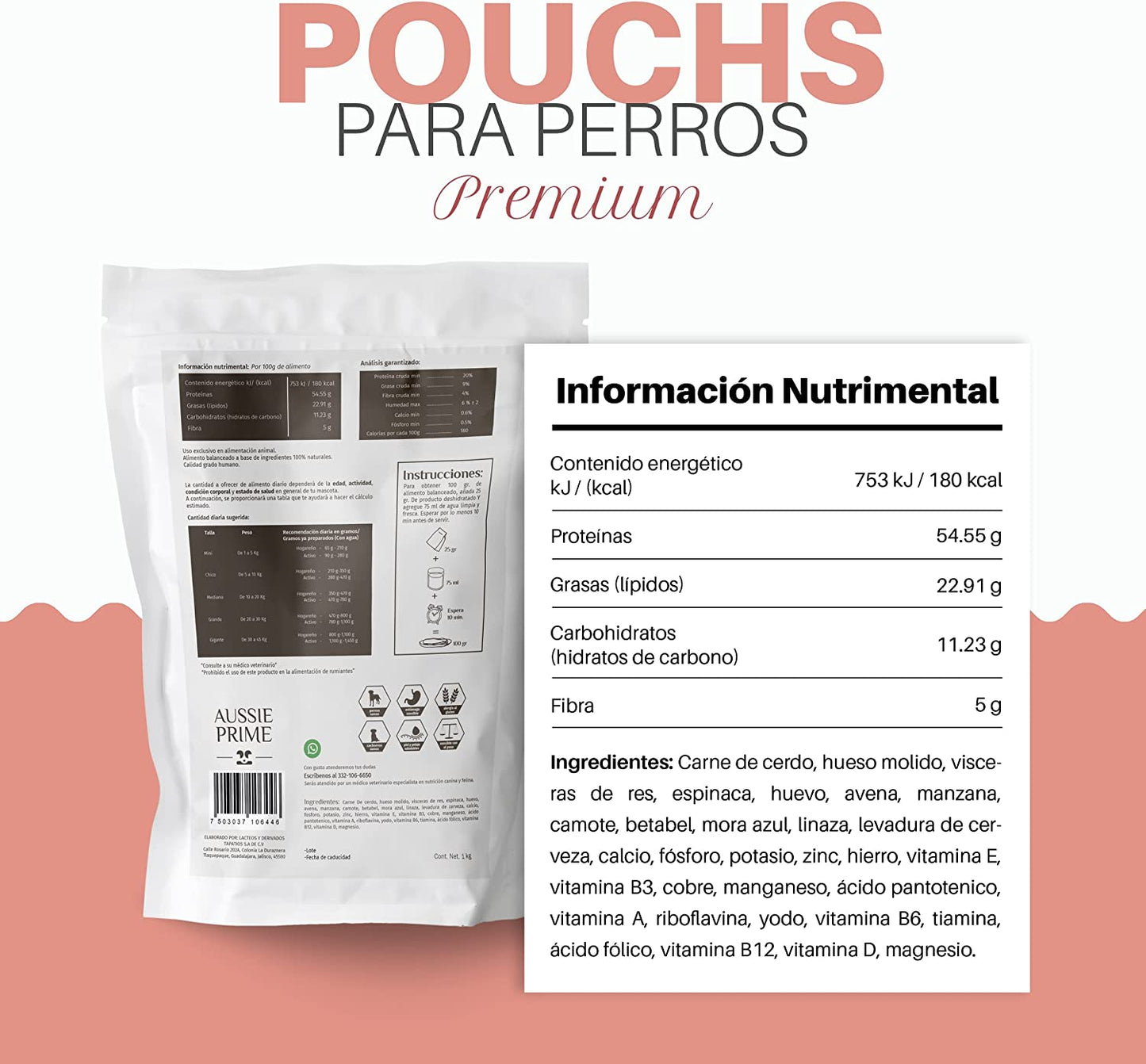 Alimento Deshidratado sabor Cerdo en Pouch (1 Kg)